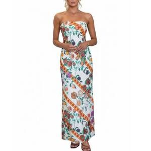 NEW ONE & ONLY ciao print dress in white multi